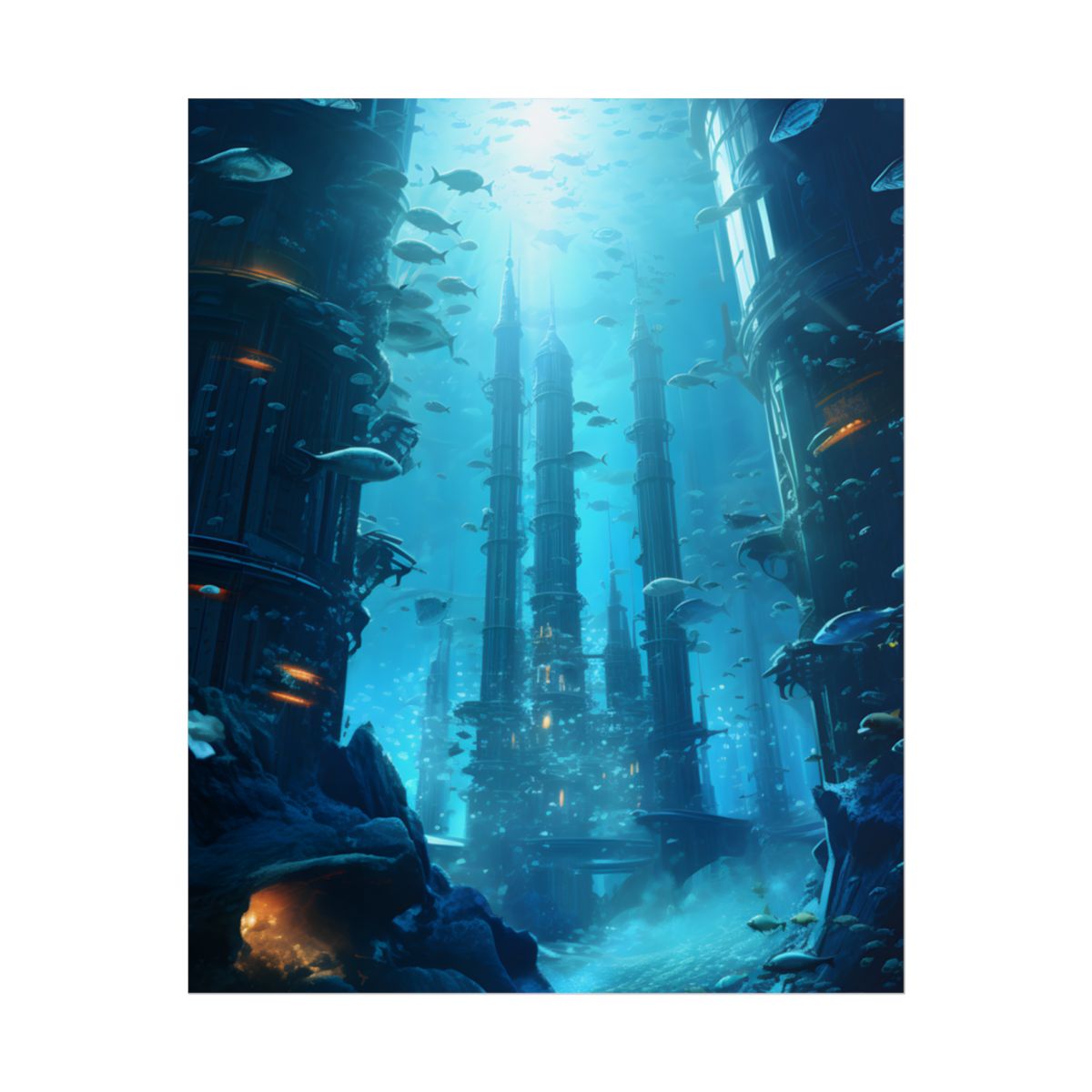 Underwater Future City: Submerged Metropol Artwork - Poster