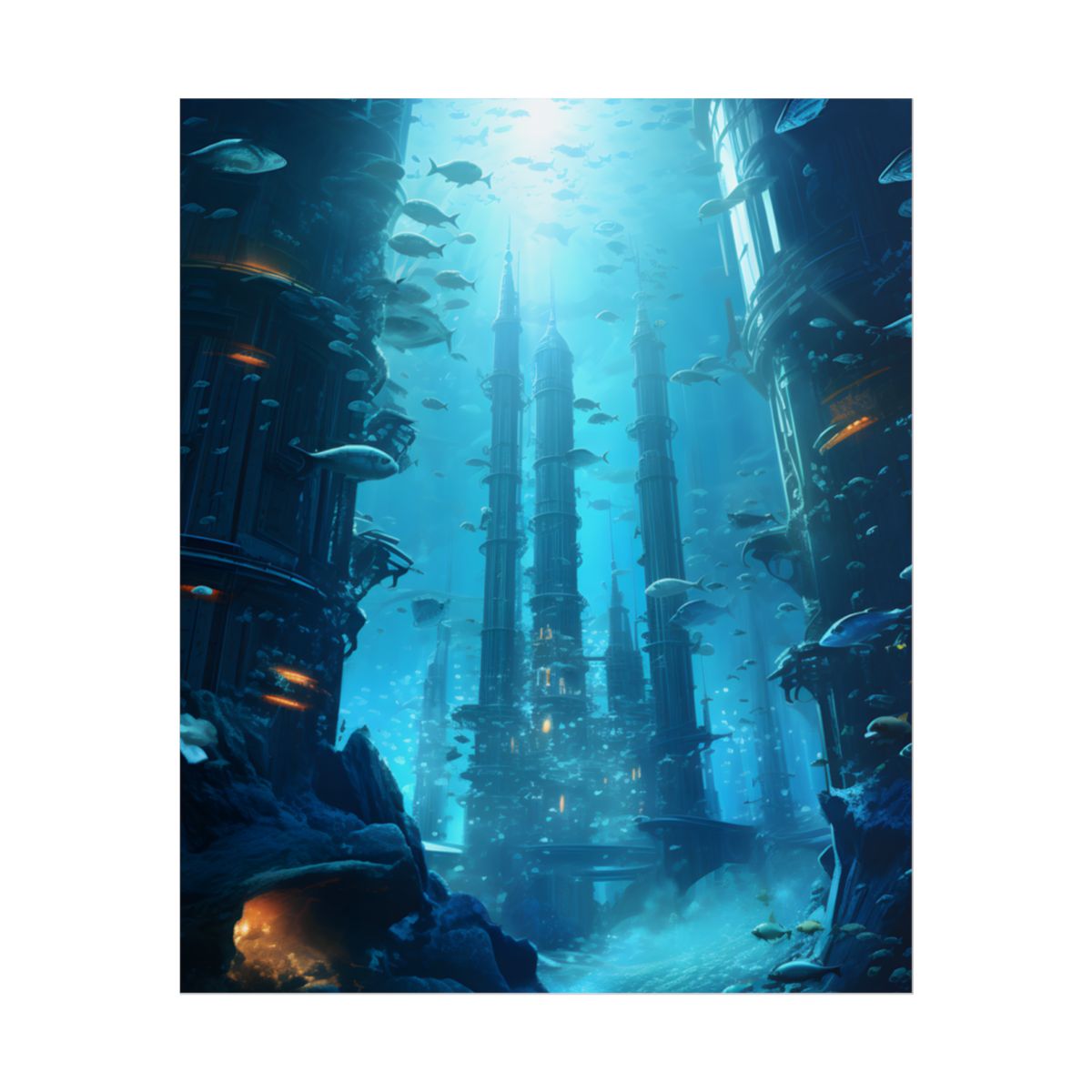 Underwater Future City: Submerged Metropol Artwork - Poster