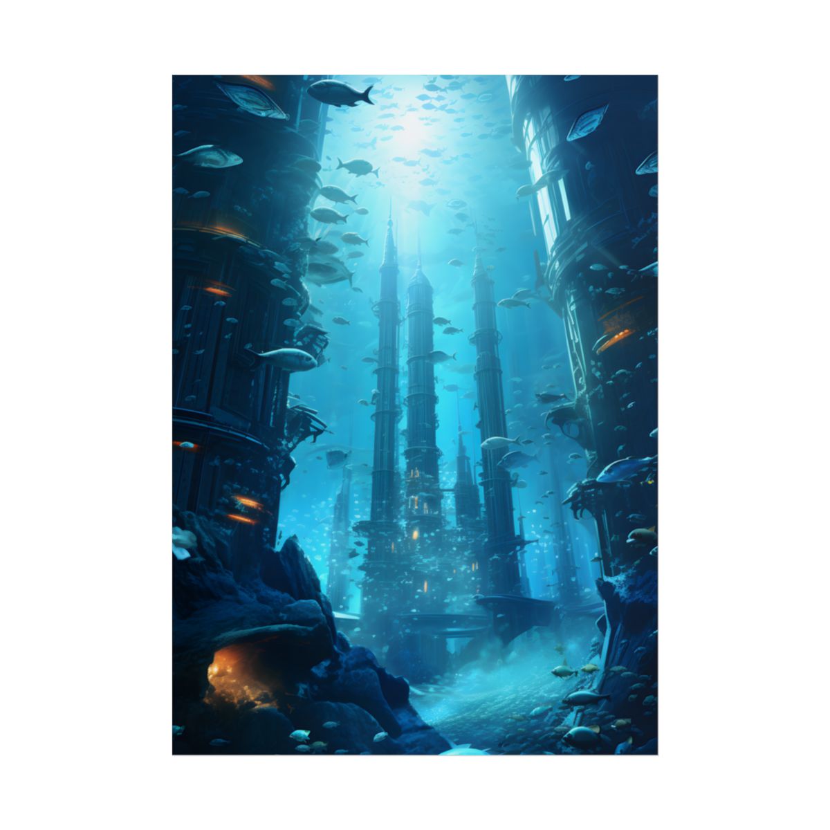 Underwater Future City: Submerged Metropol Artwork - Poster