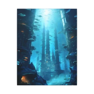 Underwater Spires with Fish Schools Canvas Print