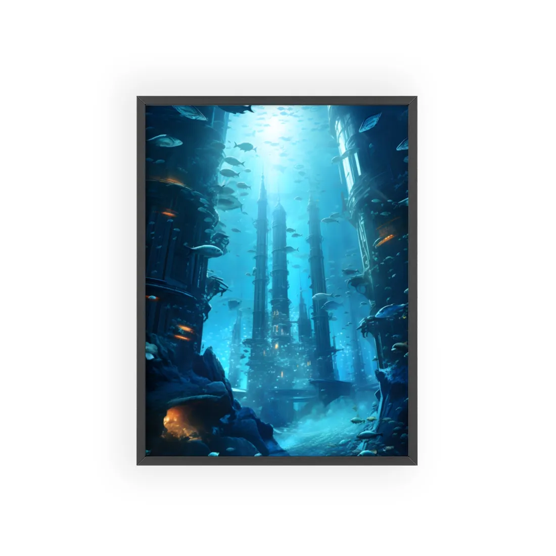Underwater Future City: Submerged Metropol - Framed Poster