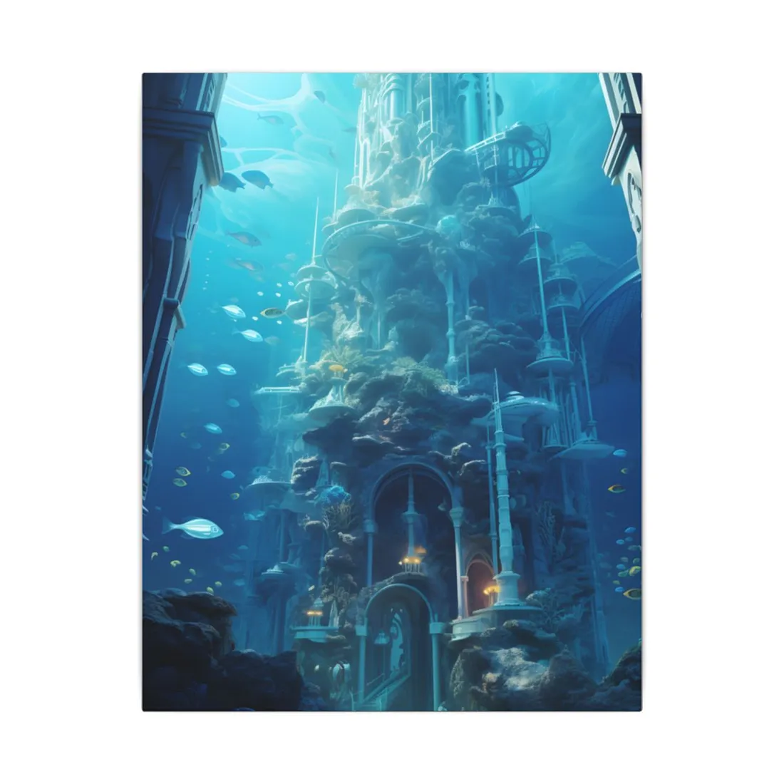 Underwater Future Cityscape: Futuristic Aquatic Architecture Art - Canvas