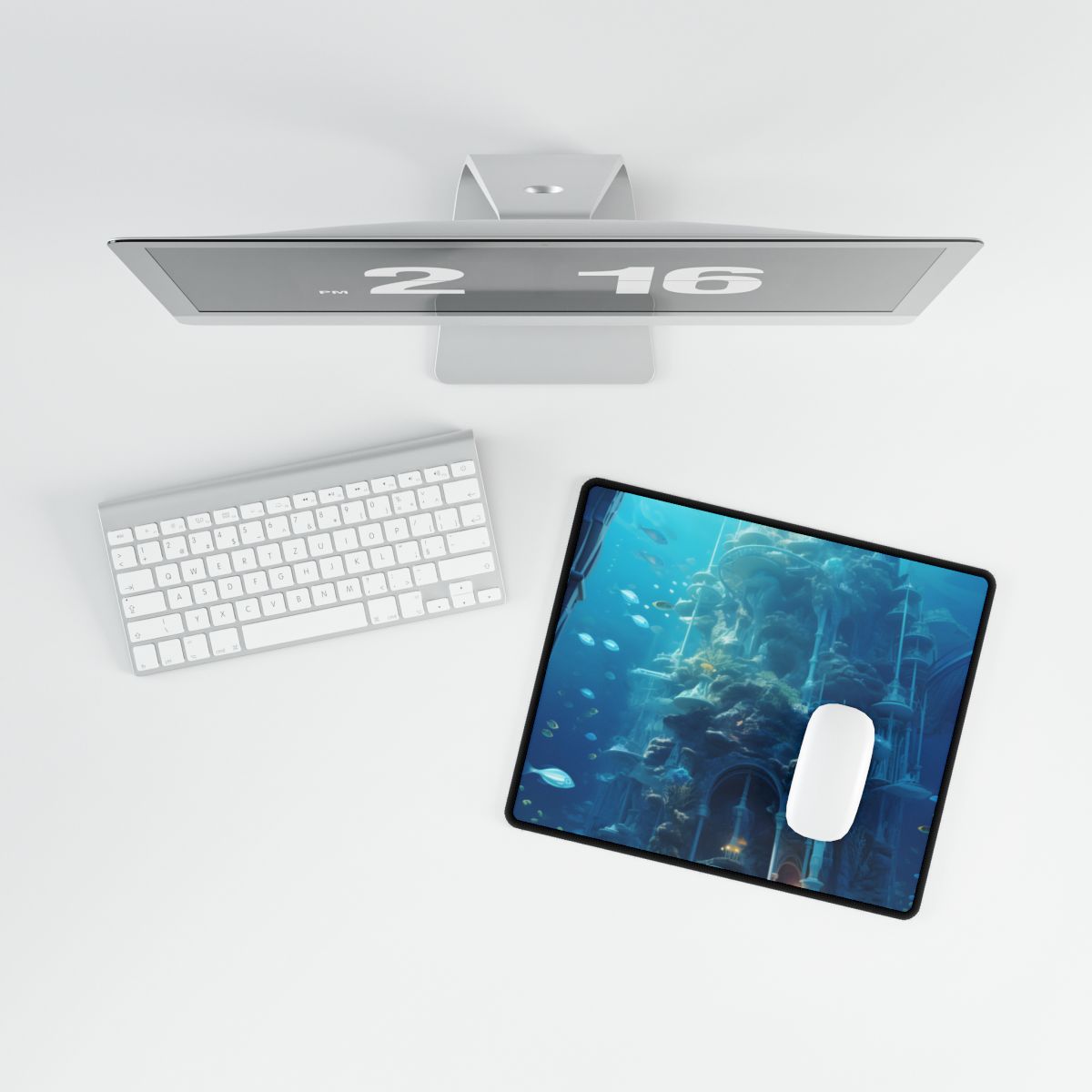 Underwater Future Cityscape: Futuristic Aquatic Architecture Art - Desk Mat