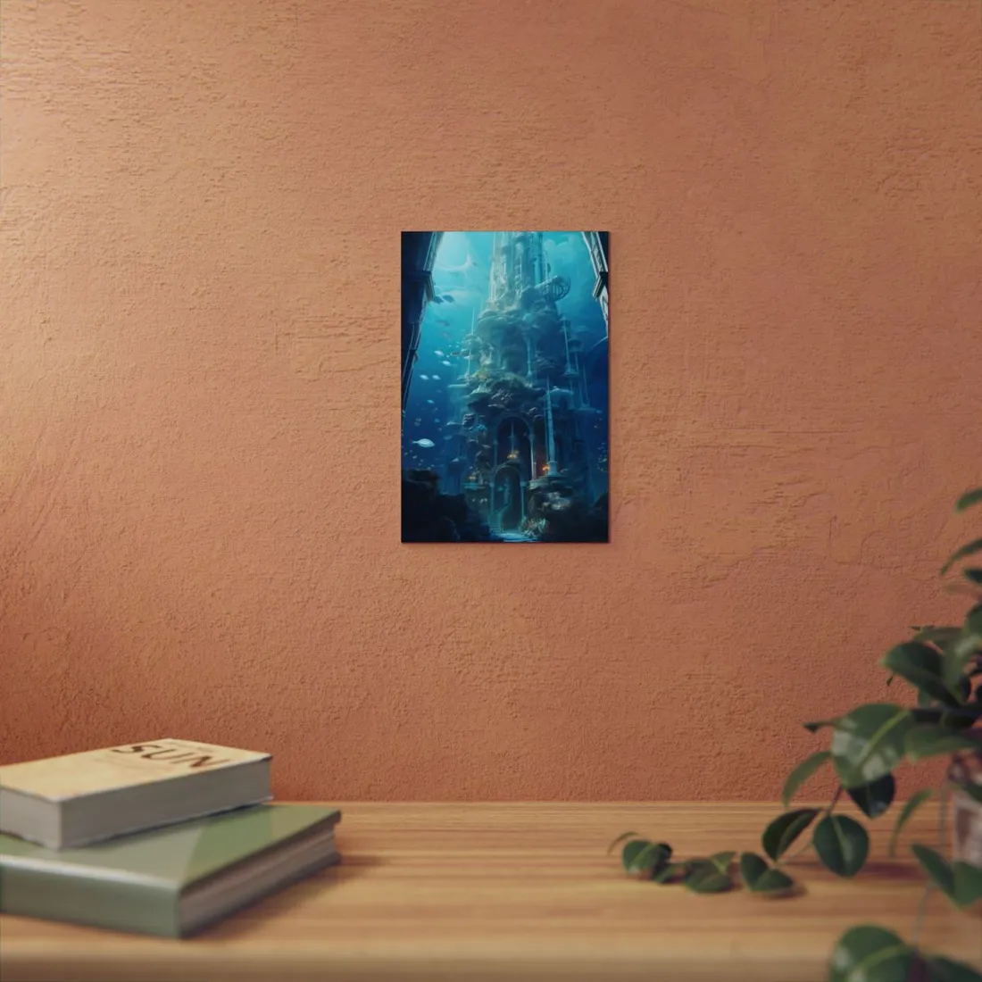 Underwater Future Cityscape: Futuristic Aquatic Architecture Art - Metal Poster