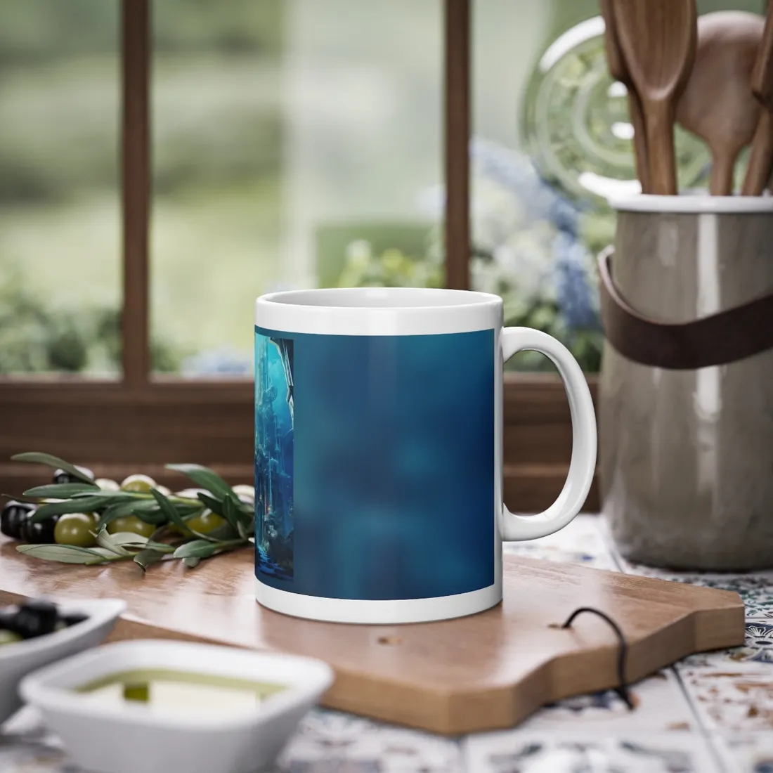 Underwater Future Cityscape: Futuristic Aquatic Architecture Art - Mug