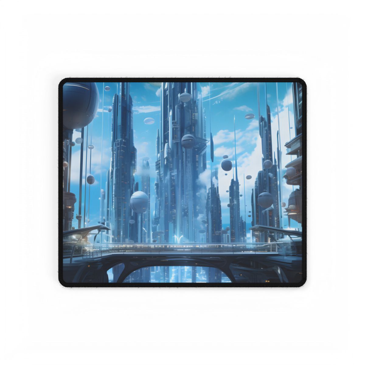 Underwater Future Cityscape: Submerged Metropolis Artwork - Desk Mat