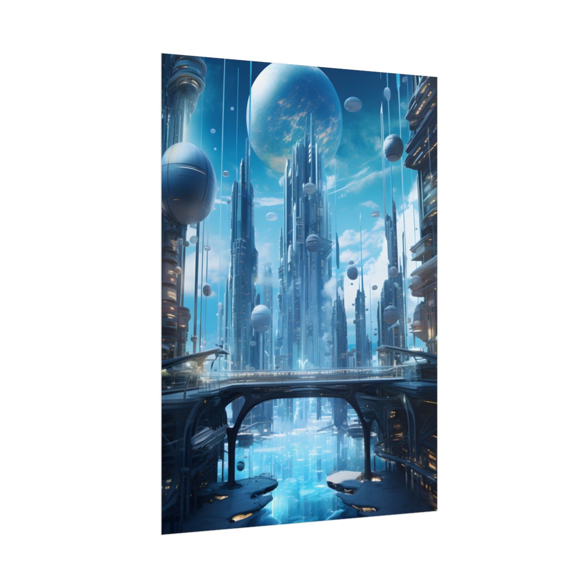 Underwater Future Cityscape: Submerged Metropolis Artwork - Poster