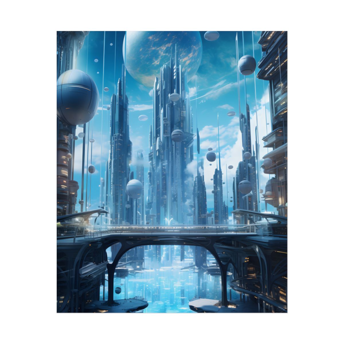 Underwater Future Cityscape: Submerged Metropolis Artwork - Poster