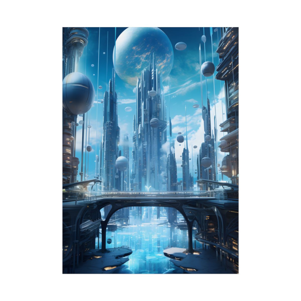 Underwater Future Cityscape: Submerged Metropolis Artwork - Poster