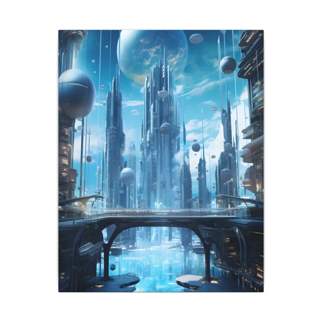 Underwater Future Cityscape: Submerged Metropolis - Canvas