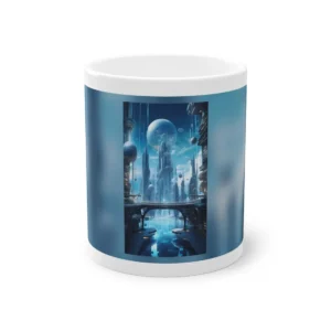 Futuristic City with Floating Spheres Mug