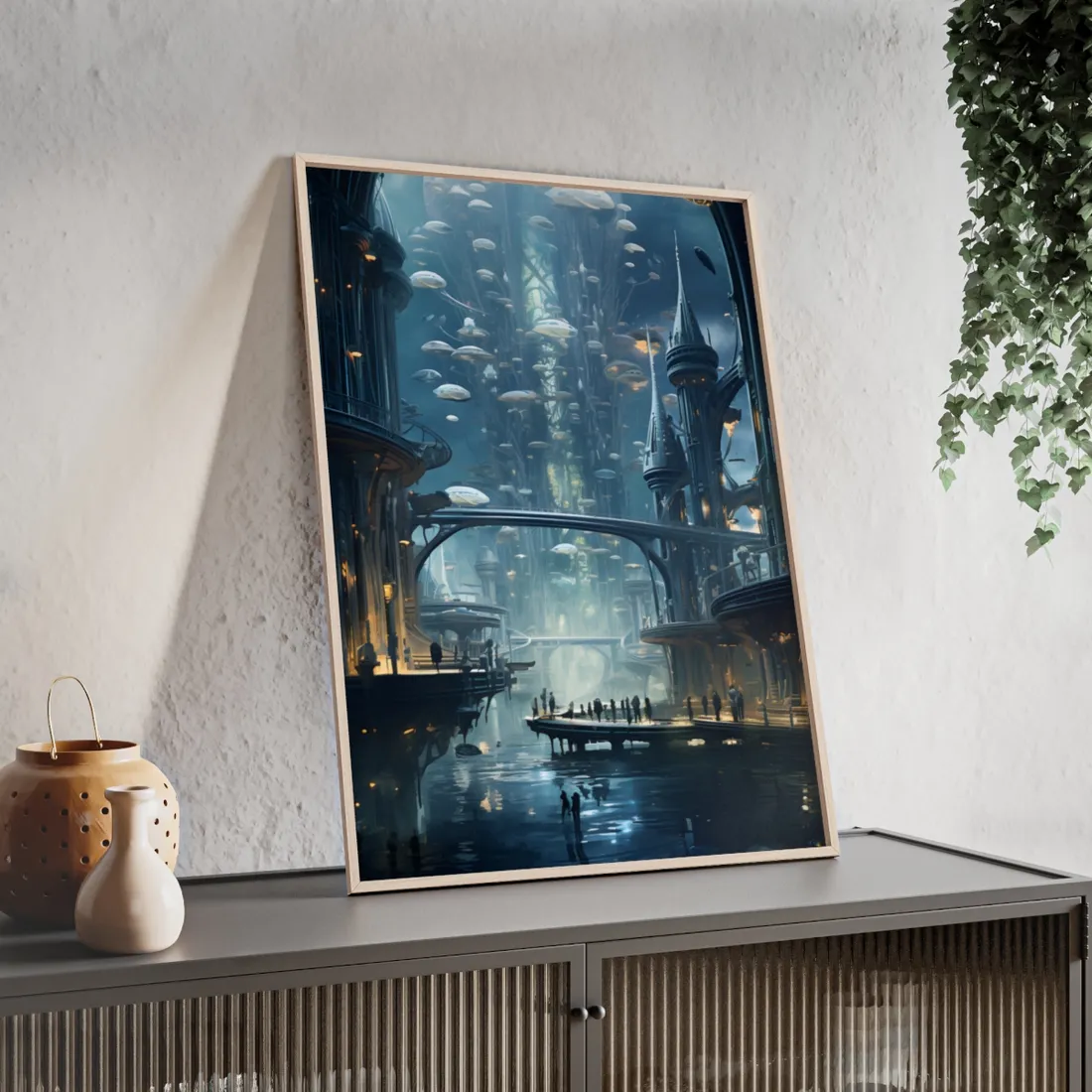 Underwater Futuristic City: Close Up - Framed Poster