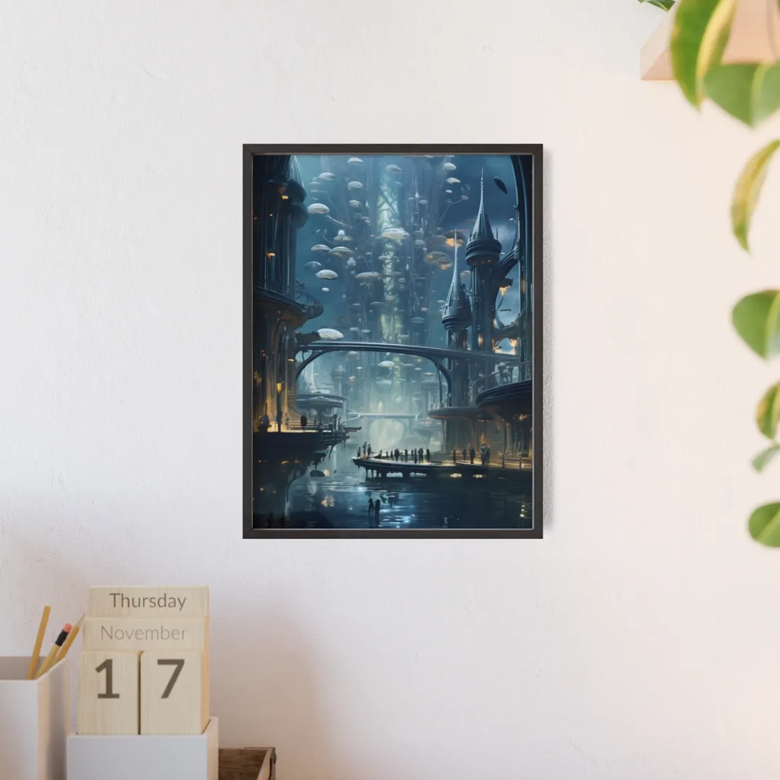 Underwater Futuristic City: Close Up - Framed Poster