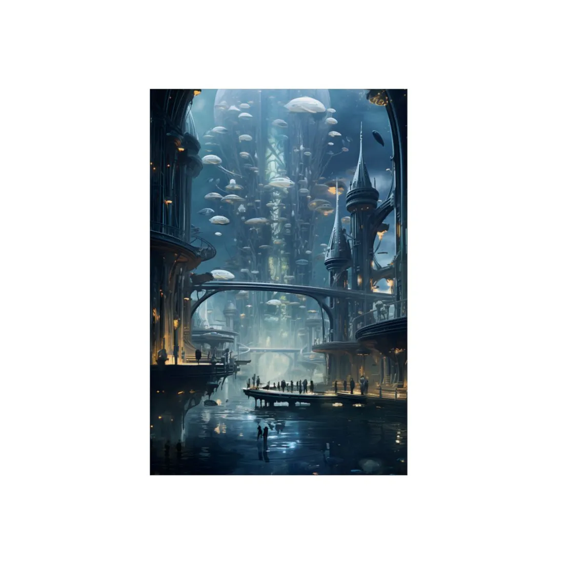Underwater Futuristic City: Close Up - Metal Poster