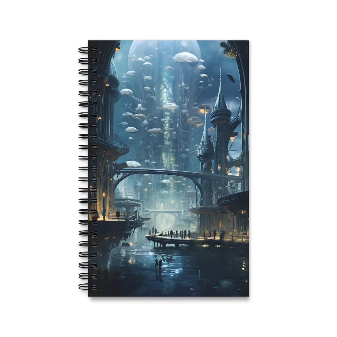 Underwater Futuristic City: Close Up - Spiral Notebook