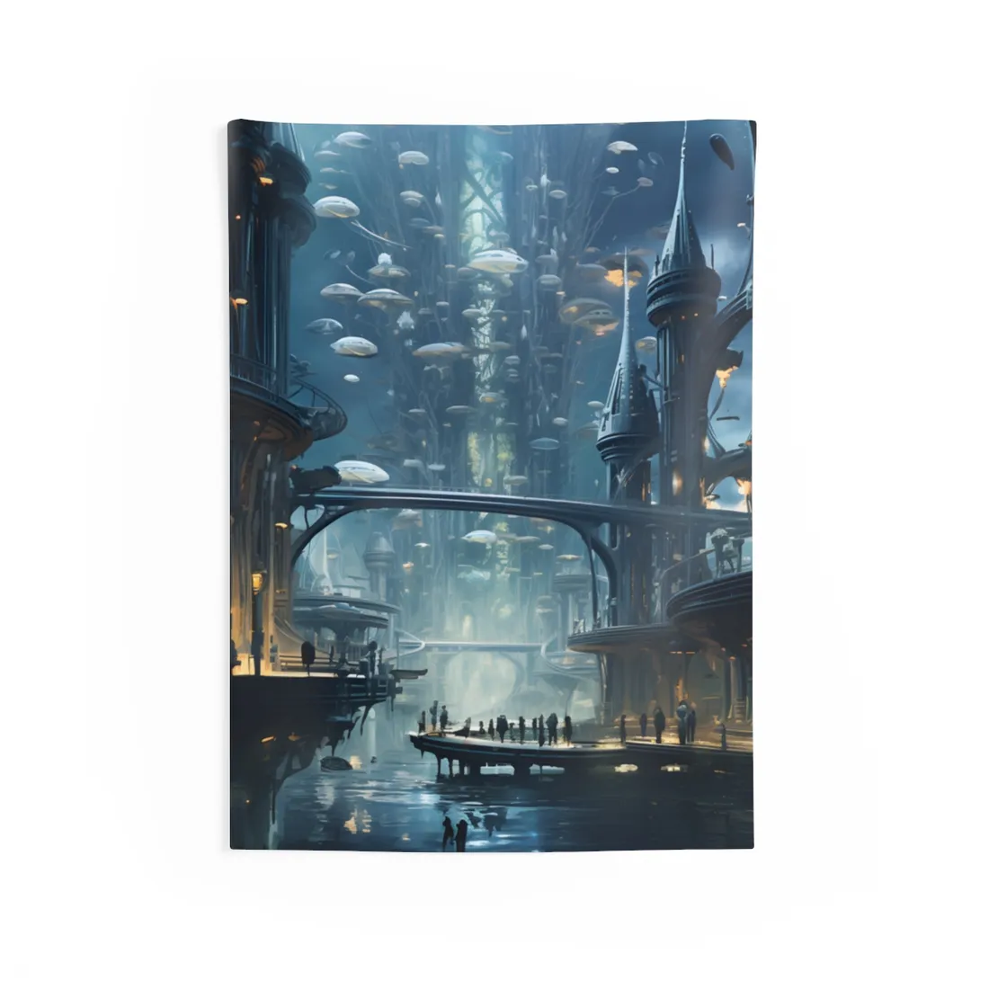 Underwater Futuristic City: Close Up - Wall Tapestry