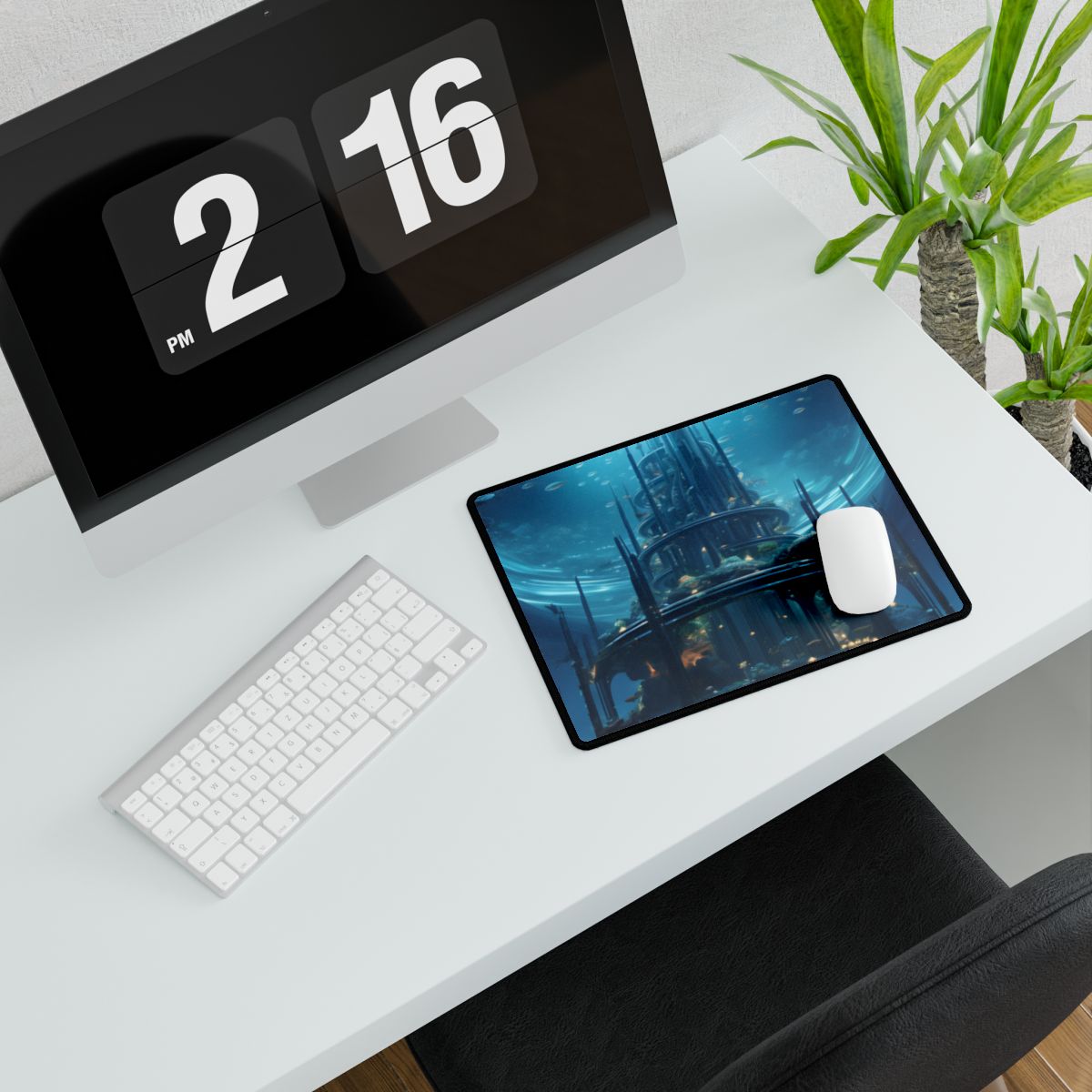 Underwater Futuristic City: Dark Aquatic Metropolis - Desk Mat