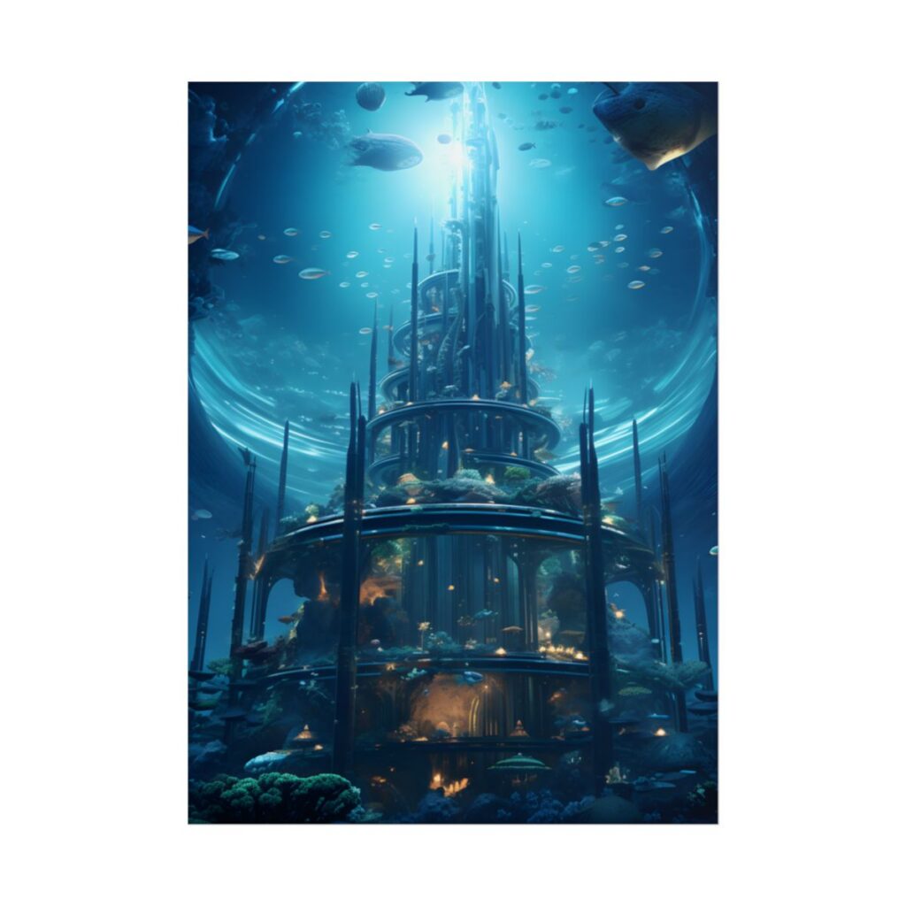 Underwater Futuristic City: Dark Aquatic Metropolis - Poster