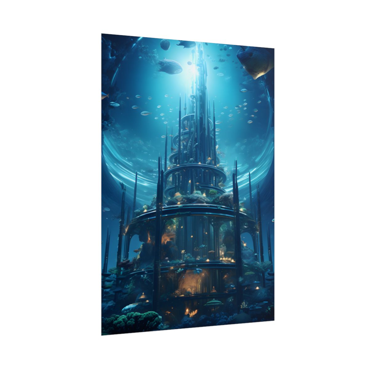 Underwater Futuristic City: Dark Aquatic Metropolis - Poster