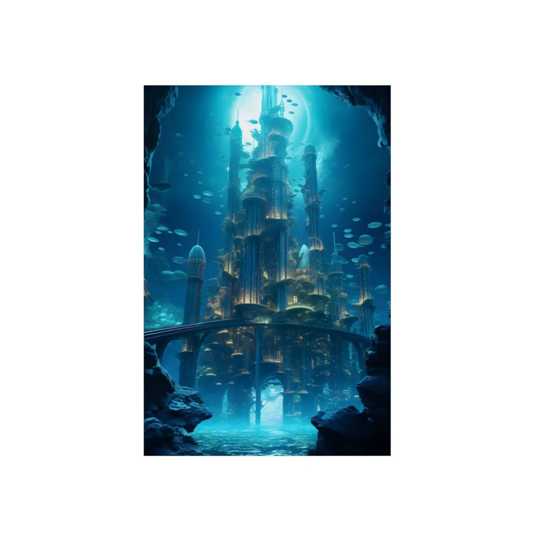 Underwater Futuristic City: Diving into Tomorrow's Metropolis - Metal Poster