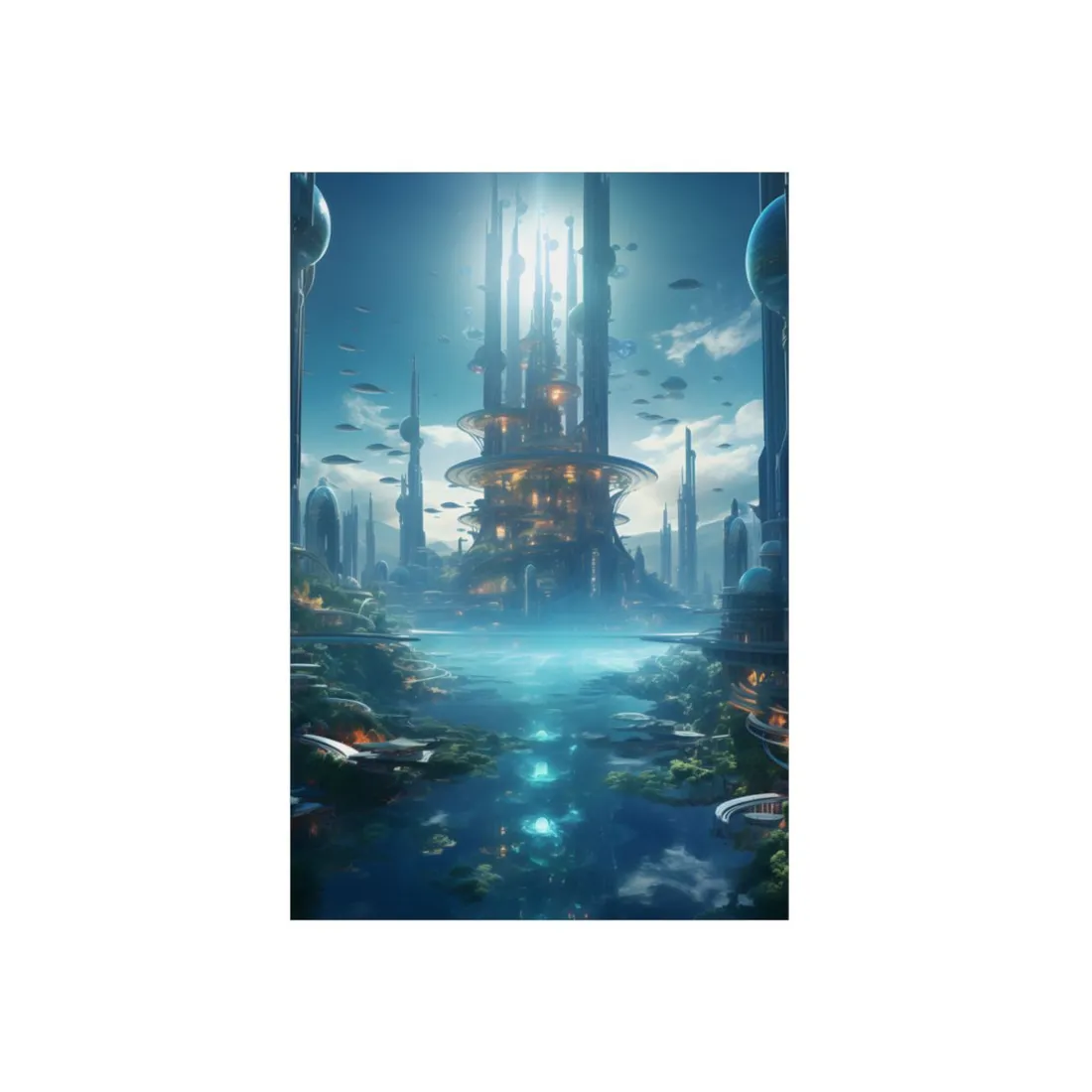 Underwater Futuristic City: Submerged Metropol - Metal Poster