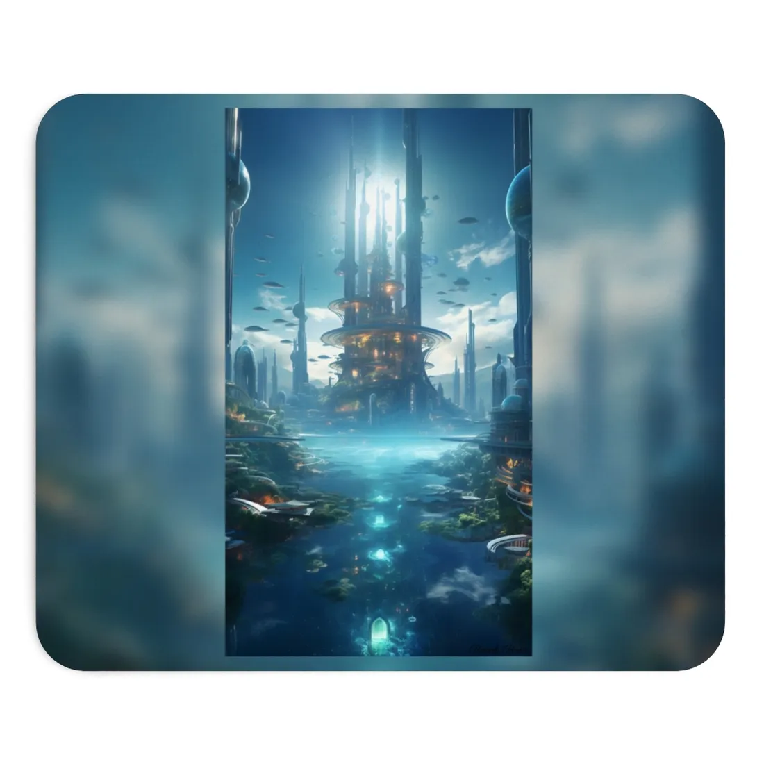 Underwater Futuristic City: Submerged Metropol - Mouse Pad