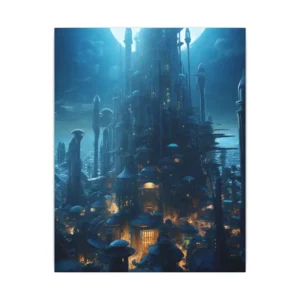 Moonlit Spired City Canvas Print