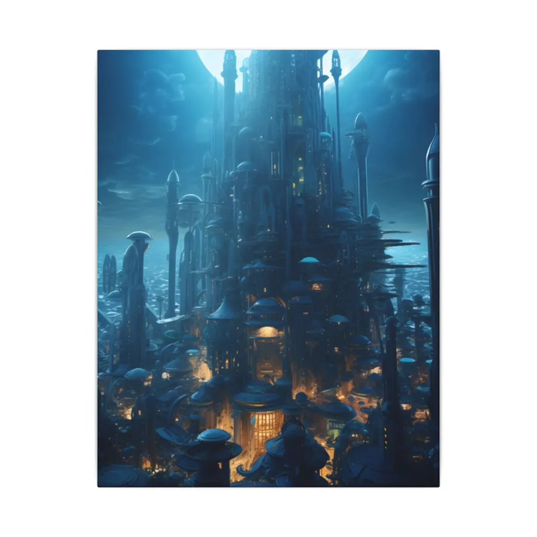 Underwater Futuristic Cityscape: Close Up - Canvas