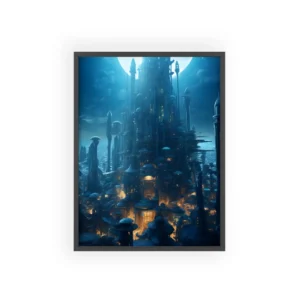 Moonlit Spired City Framed Poster