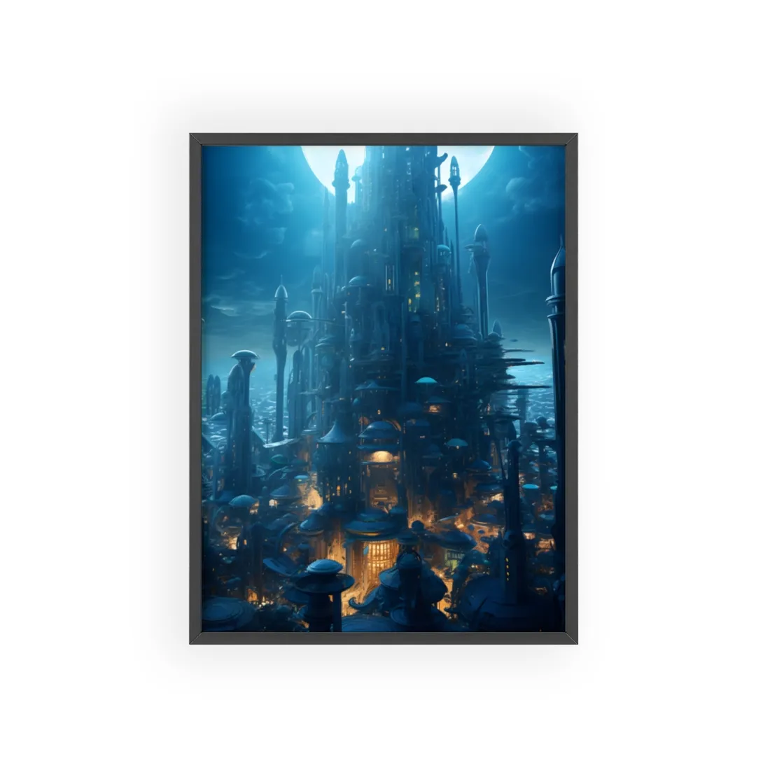 Underwater Futuristic Cityscape: Close Up - Framed Poster