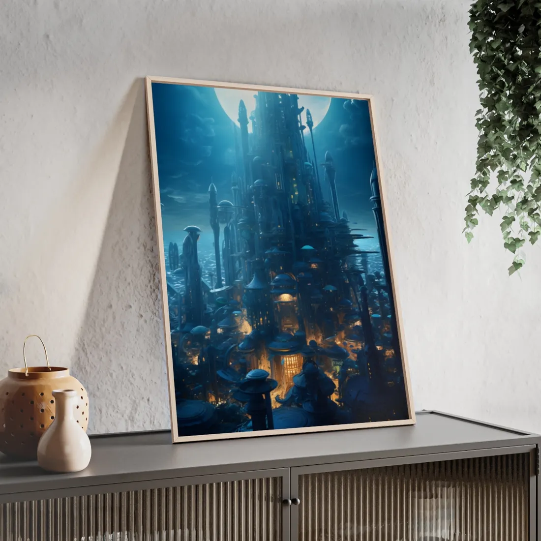 Underwater Futuristic Cityscape: Close Up - Framed Poster