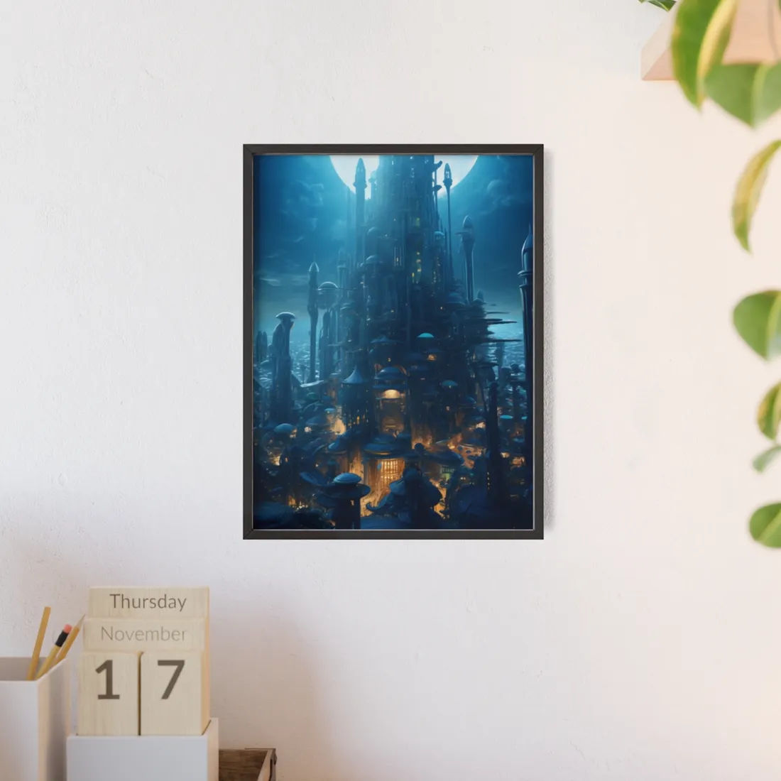 Underwater Futuristic Cityscape: Close Up - Framed Poster