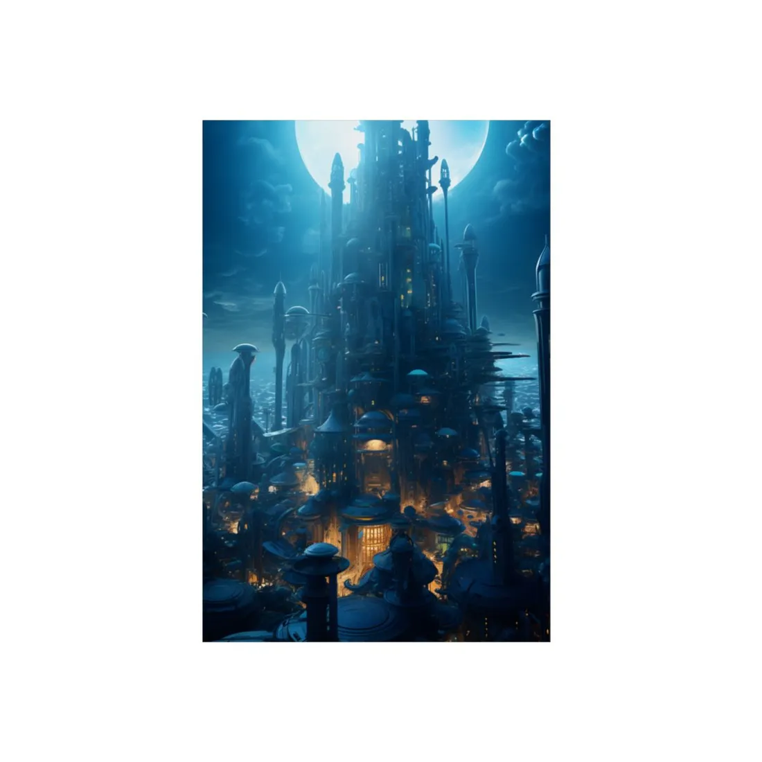 Underwater Futuristic Cityscape: Close Up - Metal Poster