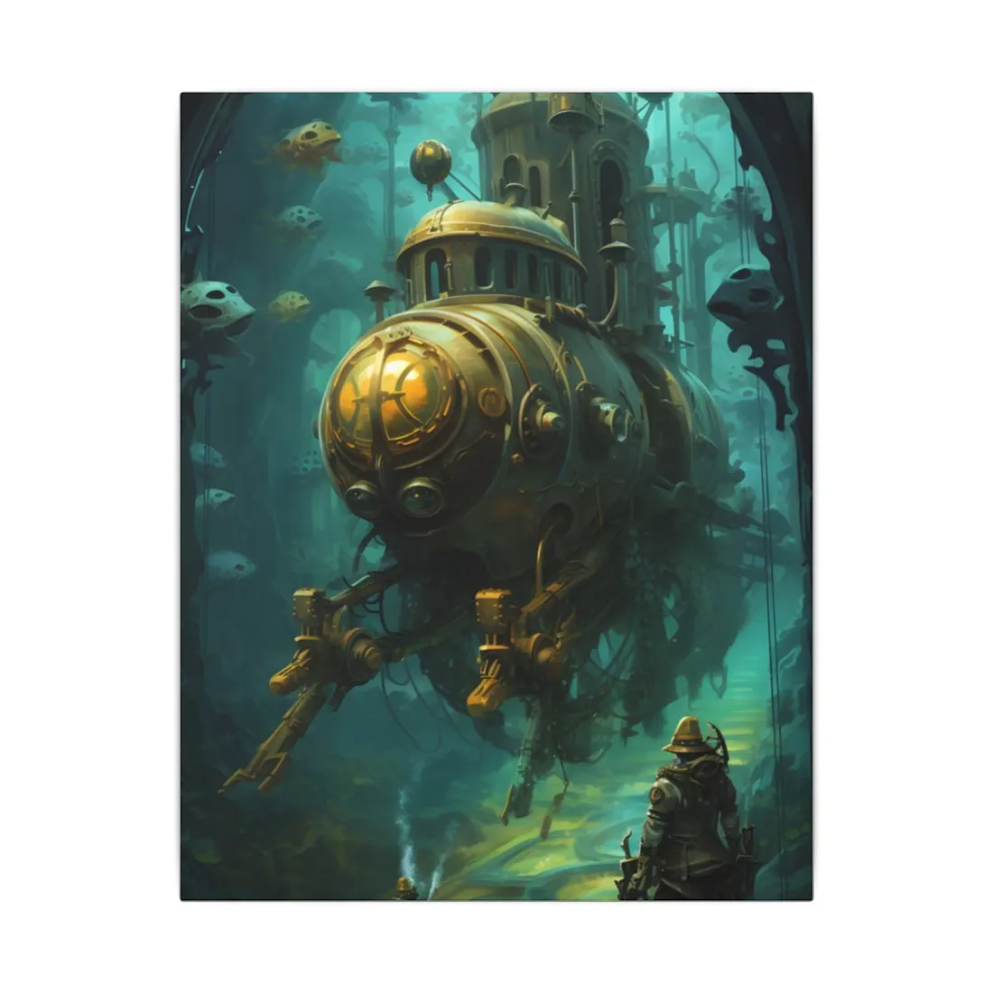 Underwater Steampunk Adventure: A Hero's Quest for Discovery - Canvas