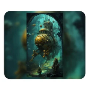 Brass Submarine with Divers Mouse Pad