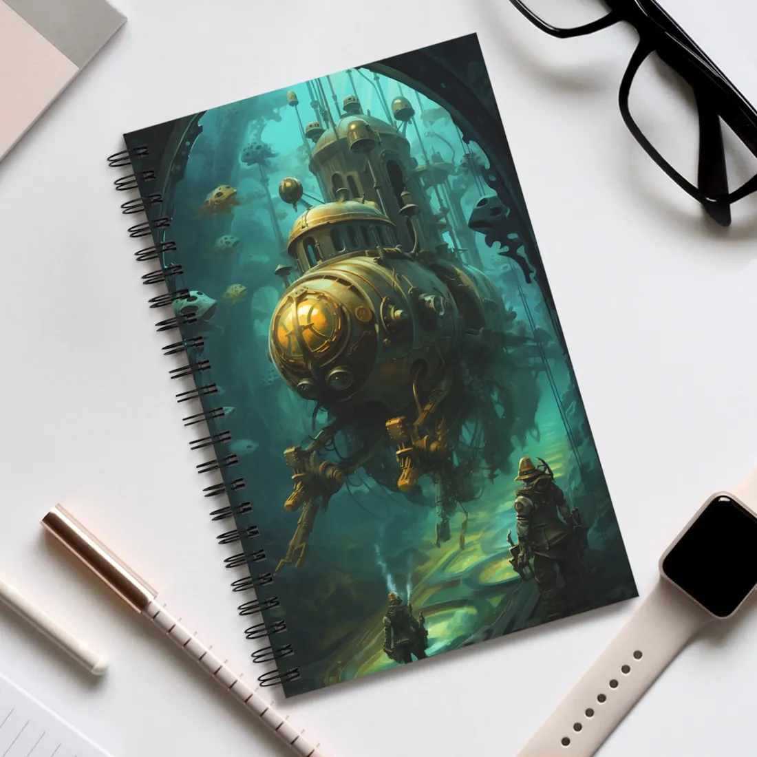 Underwater Steampunk Adventure: A Hero's Quest for Discovery - Spiral Notebook