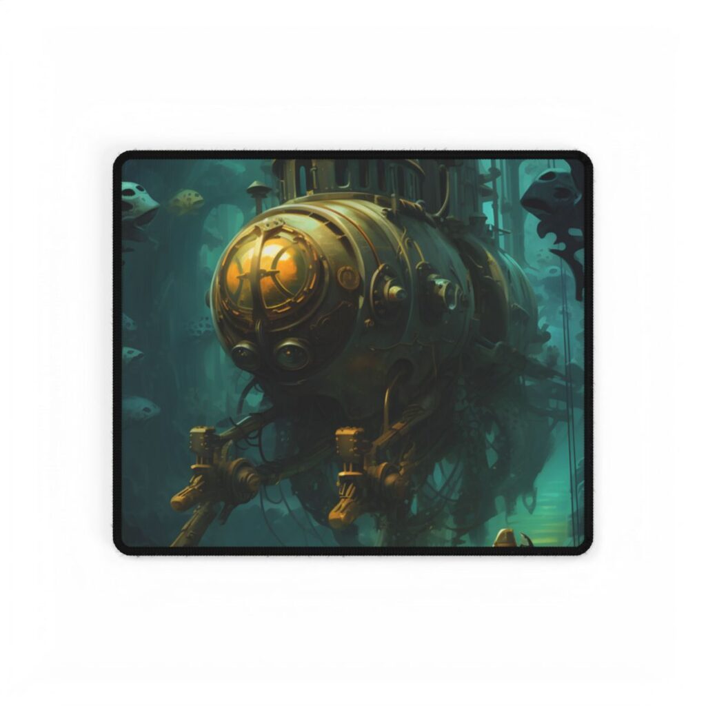 Underwater Steampunk Adventure: A Hero's Quest for Discovery - Desk Mat