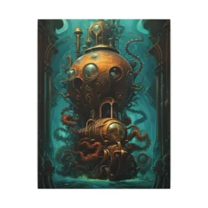 Copper Diving Bell with Tentacles Canvas Print