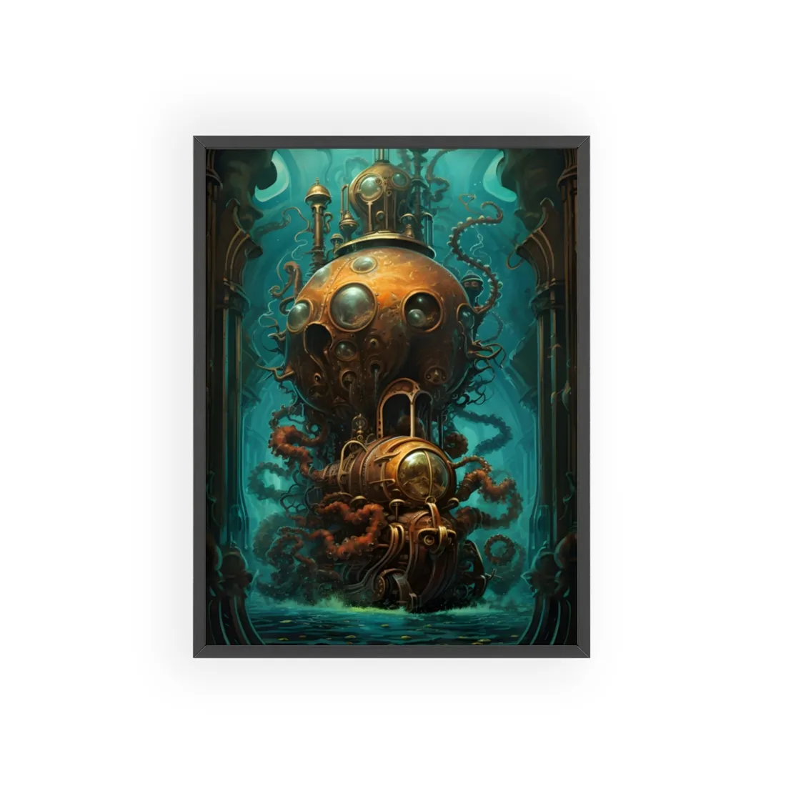 Underwater Steampunk Odyssey: A Captain Nemos Adventure - Framed Poster
