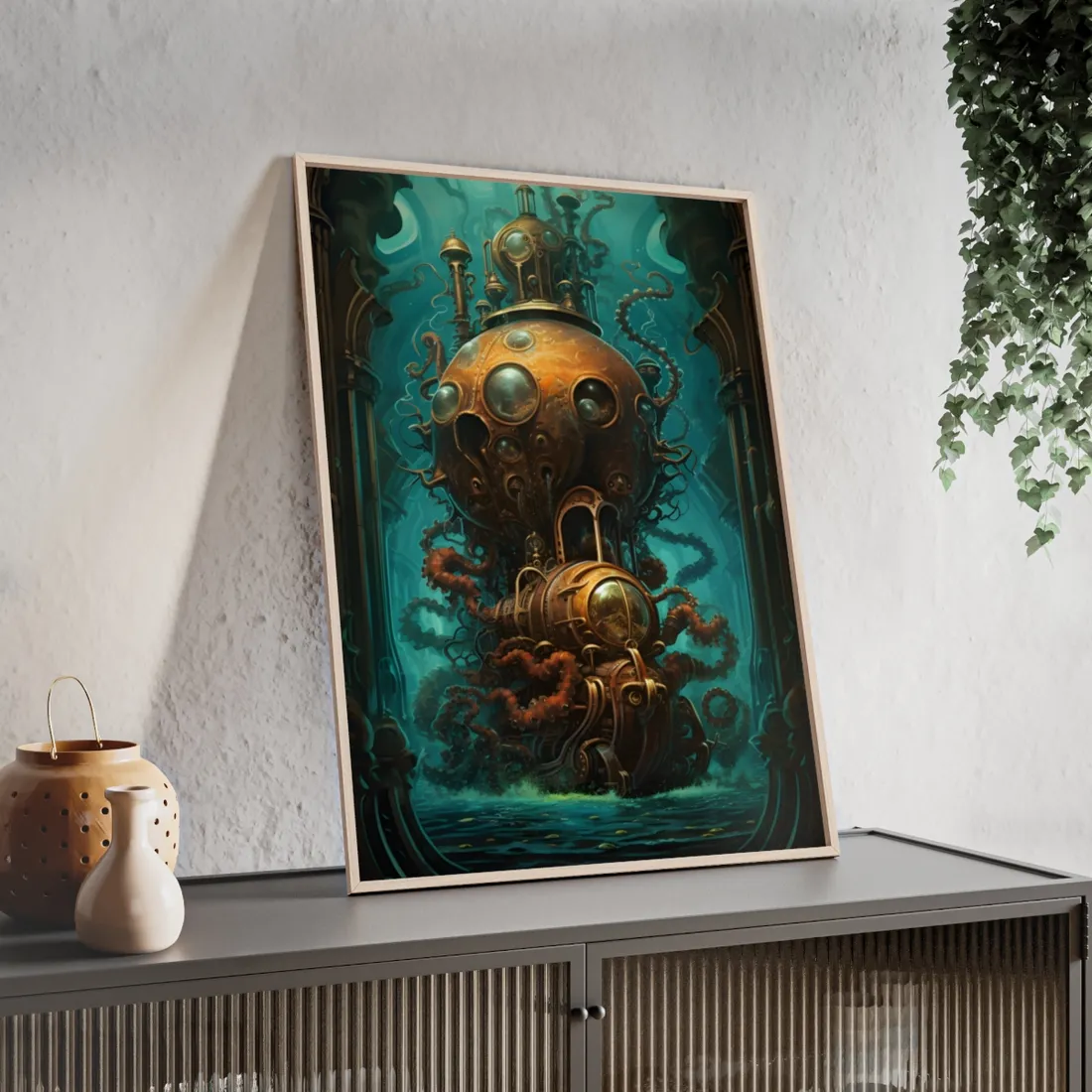 Underwater Steampunk Odyssey: A Captain Nemos Adventure - Framed Poster