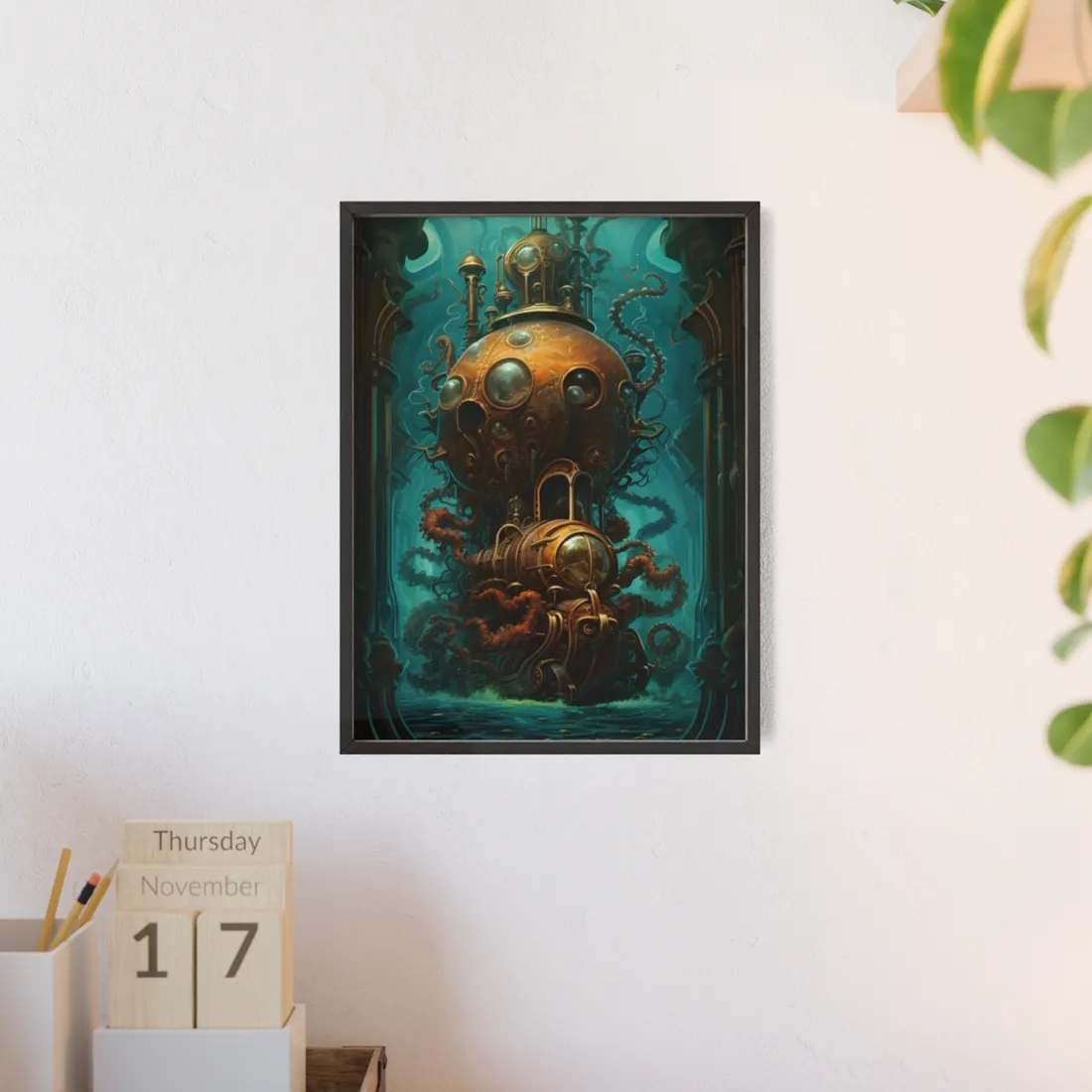 Underwater Steampunk Odyssey: A Captain Nemos Adventure - Framed Poster
