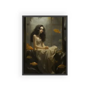 Woman Sitting with Goldfish Framed Poster