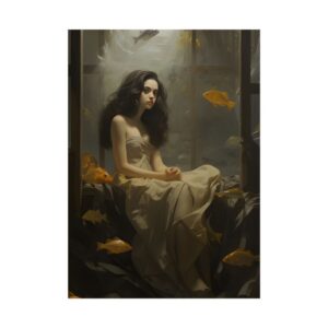 Woman Sitting with Goldfish Poster