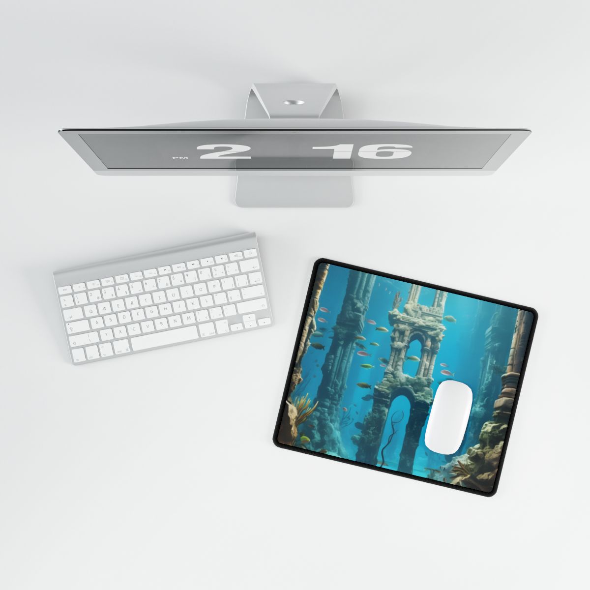 Unveiling the Hidden Underwater Lost City: Ancient Ruins - Desk Mat