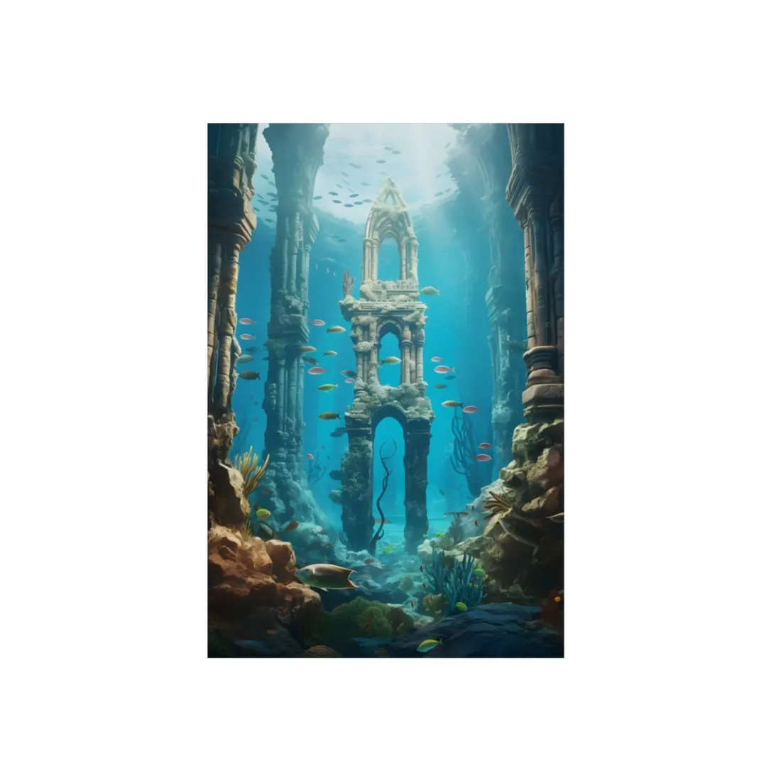 Unveiling the Hidden Underwater Lost City: Ancient Ruins - Metal Poster