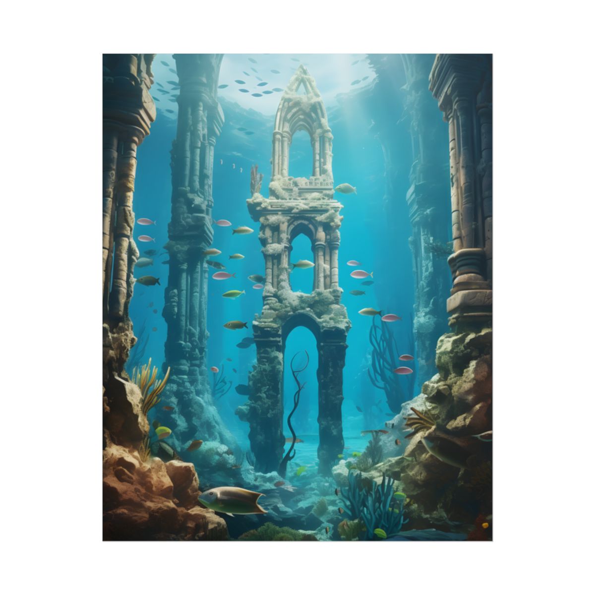 Unveiling the Hidden Underwater Lost City: Ancient Ruins - Poster