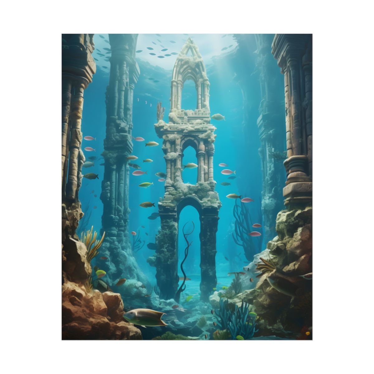Unveiling the Hidden Underwater Lost City: Ancient Ruins - Poster