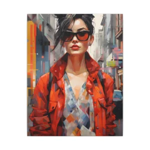 Red Jacket City Portrait Canvas Print