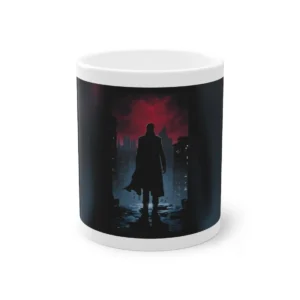 Man Silhouette in Rainy City Mug