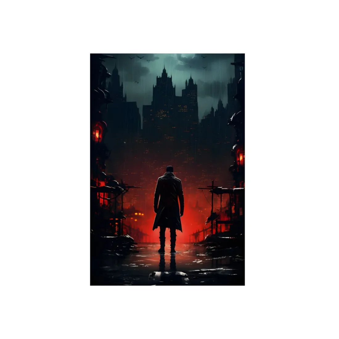 Urban Fantasy Detective: Cityscape at Dusk - Noir - Metal Poster